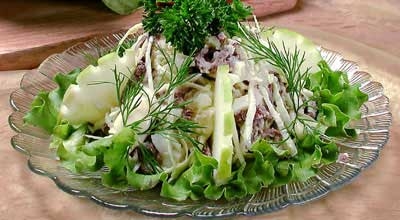 Рецепт - Салат мясной с капустой и картофелем
