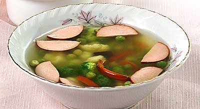 Рецепт - Суп гороховый с сосисками