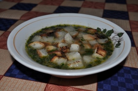 Рецепт - Суп картофельный с пикантными гренками