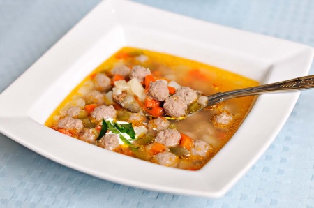 Рецепт - Суп с мясными фрикадельками и тыквой