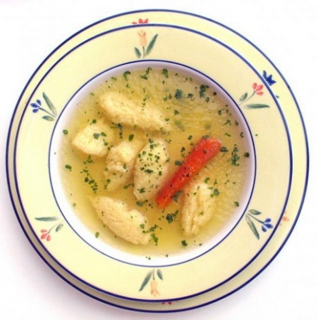 Рецепт - Суп клюквенный на рисовом отваре с клецками