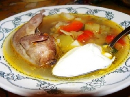 Рецепт - Полевой суп из перепелов