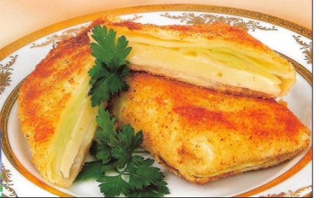 Рецепт - Шницель из капусты с сыром
