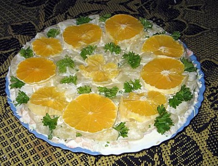 Рецепт - Салат из коричневого риса с апельсинами