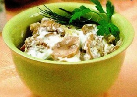 Рецепт - Грибной салат по-фински, салат из языка говяжьего