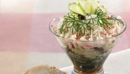 Рецепт - Салат-коктейль «Морское дно», салат коктейль из морепродуктов