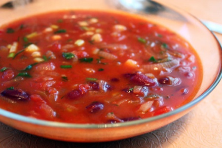 Рецепт - Суп из сладкого перца и красной фасоли