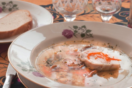 Новогодний рецепт - Суп с фарфель и шампиньонами