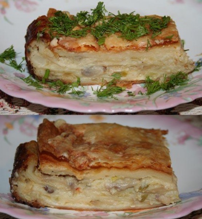 Рецепт - Торт Наполеон с картофельной и грибной начинкой